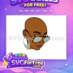 Free Bald Woman Free Sunglasses Natural Hair Afro Free SVG 1 - Instant Download