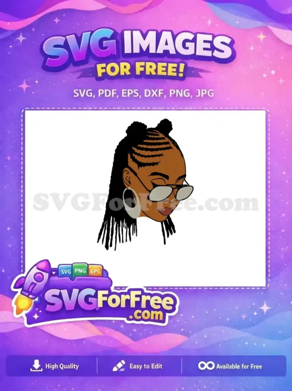 Free Afro Hairstyle Free Sunglasses Natural Hair Woman Free SVG