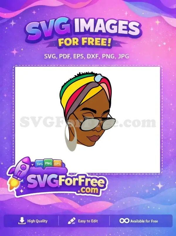 Free Colorful Turban Free Sunglasses Natural Hair Afro Free SVG