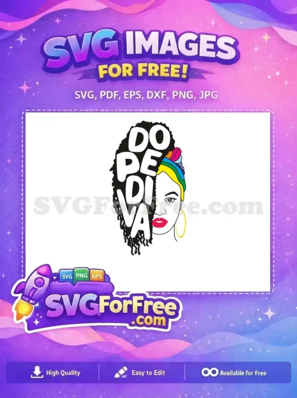 Free Rainbow Headwrap Free Dope Diva Afro Free SVG