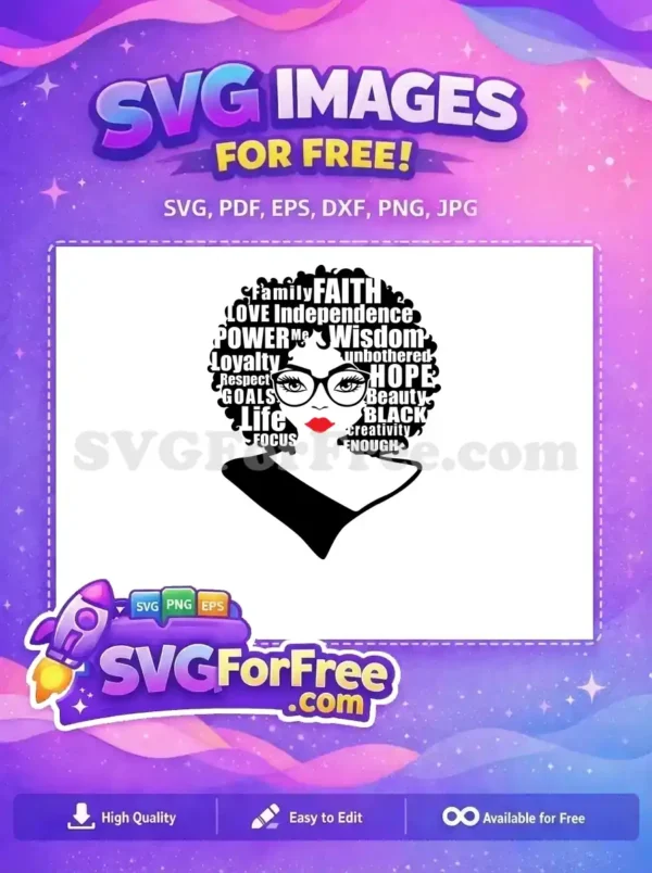 Free Afro Hair Words Free Red Lips Natural Free SVG
