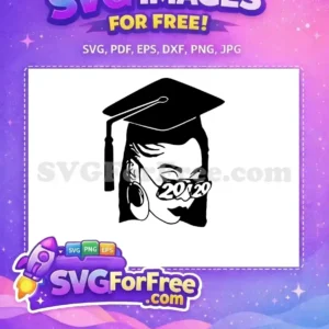 Free Black Grad Cap Free Afro Hair Graduation 2020 Free SVG