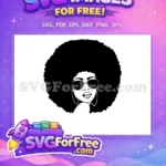 Free Afro Woman Sunglasses Free Hoop Earrings Portrait Free SVG - Instant Download