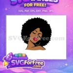 Free Closed Eyes Free Gold Earrings Afro Woman Free SVG - Instant Download