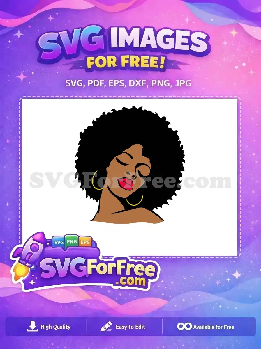Free Closed Eyes Free Gold Earrings Afro Woman Free SVG