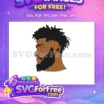 Free Man Afro Hair Free Beard Brown Profile Free SVG - Instant Download
