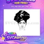 Free Black Woman Afro Free Head Wrap Beautiful Free SVG - Instant Download