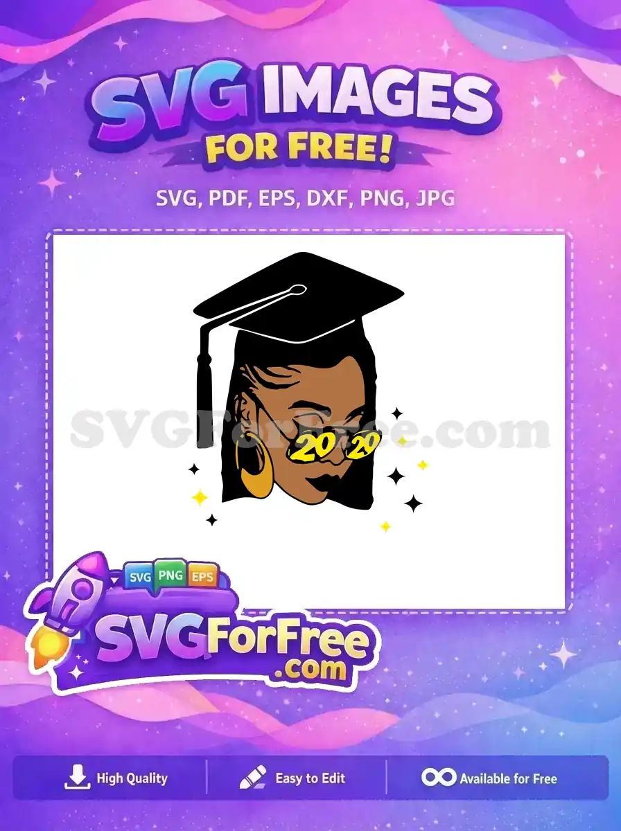 Free Afro Graduation Free Gold Earrings Class 2020 Free SVG