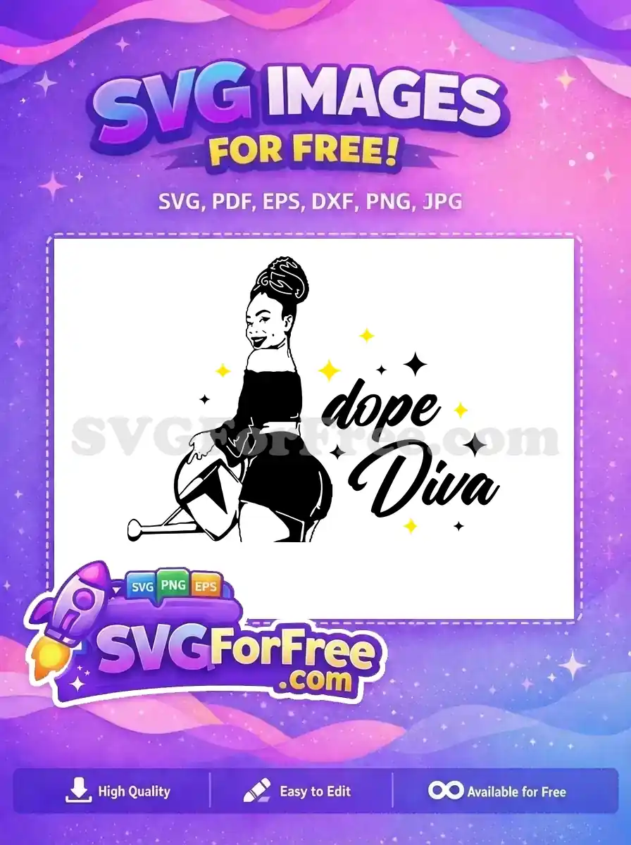 Free Afro Puff Free Watering Can Dope Diva Free SVG