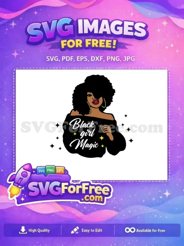 Free Natural Hair Afro Free Gold Earring Black Girl Magic Free SVG