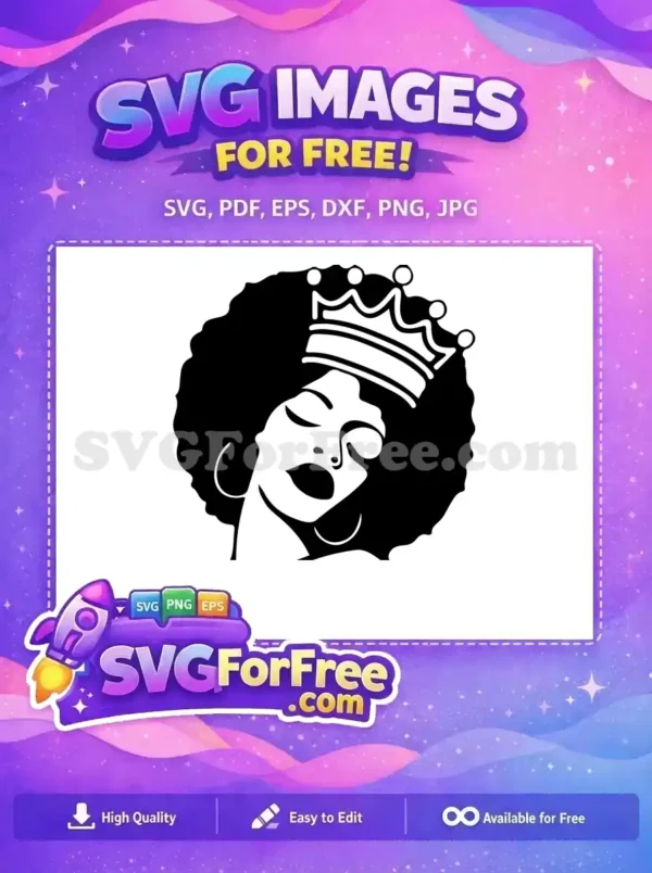 Free Natural Hair Afro Free Queen Crown Woman Free SVG