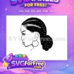 Free Afro Puff Free Ponytail Black Woman Portrait Free SVG - Instant Download