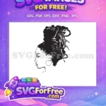 Free Afro Dreadlocks Ponytail Free Hoop Earring Silhouette Free SVG - Instant Download