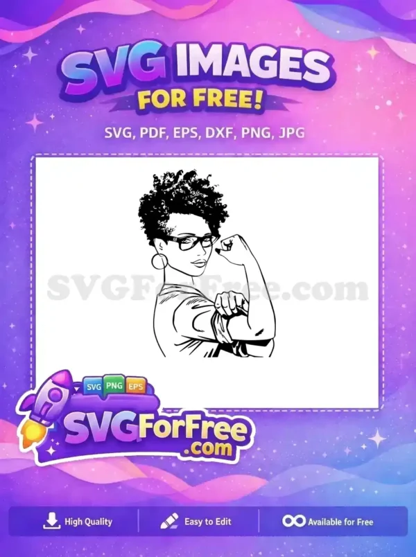 Free Black Woman Glasses Free Fist We Can Do It Free SVG