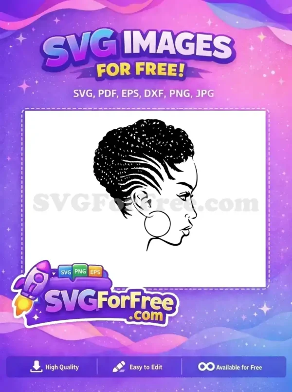 Free Braided Afro Free Earring Silhouette Woman Free SVG