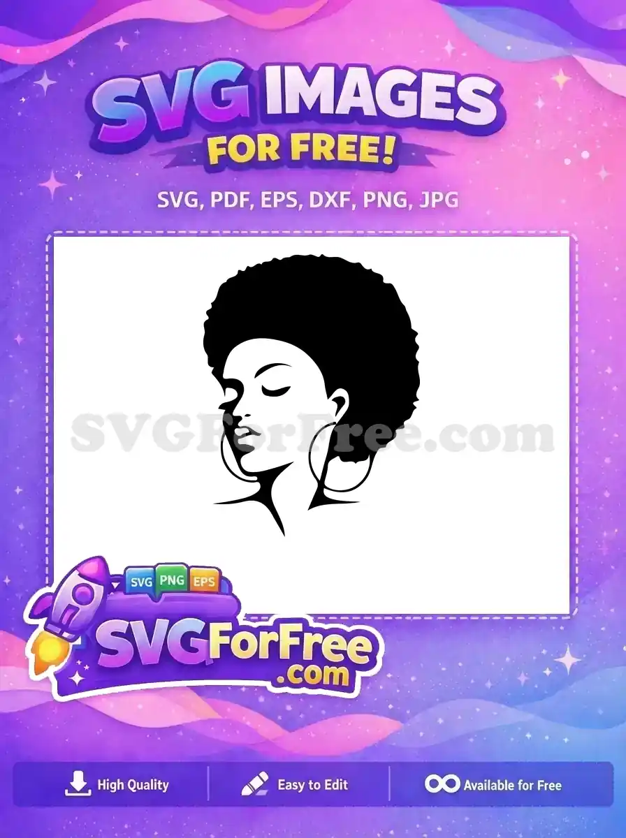 Free Afro Woman Portrait Free Black Hair Silhouette Design Free SVG