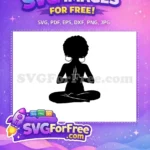 Free Meditating Woman Afro Natural Hair Free Yoga Pose Free SVG - Instant Download