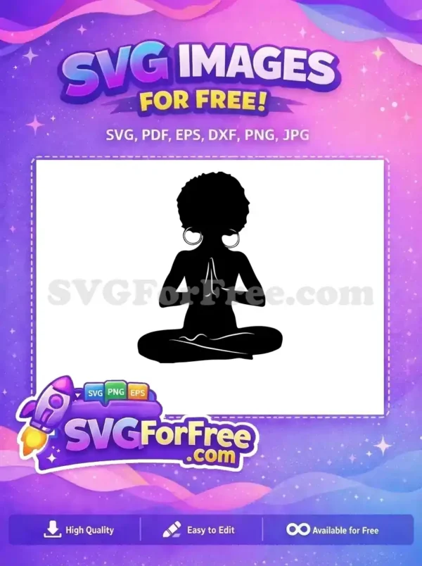 Free Meditating Woman Afro Natural Hair Free Yoga Pose Free SVG