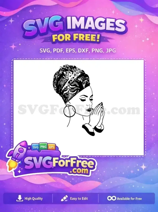 Free Afro Woman Praying Free Black Hair Natural Free SVG