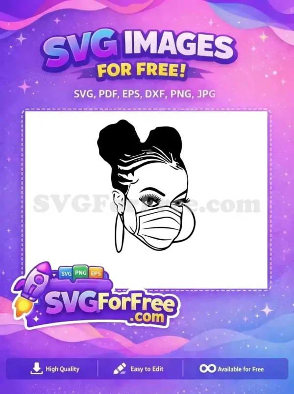 Free Medical Mask Free Natural Hair Afro Protection Free SVG