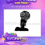Free Black Woman Afro Floral Free Earrings Silhouette Portrait Free SVG - Instant Download