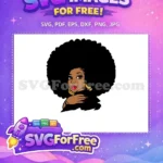 Free Red Lips Free Gold Earring Afro Woman Free SVG - Instant Download
