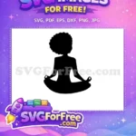Free Meditating Woman Free Afro Natural Hair Silhouette Free SVG - Instant Download