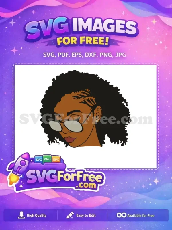 Free Afro Natural Hair Free Sunglasses Closed Eyes Woman Free SVG