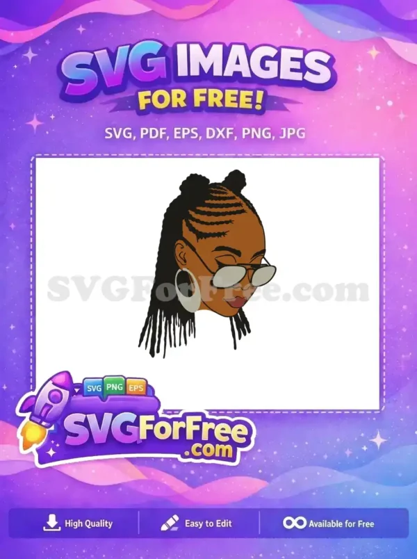 Free Afro Braids Free Sunglasses Brown Girl Portrait Free SVG
