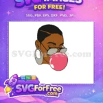 Free Afro Girl Glasses Free Bubblegum Natural Hair Free SVG - Instant Download