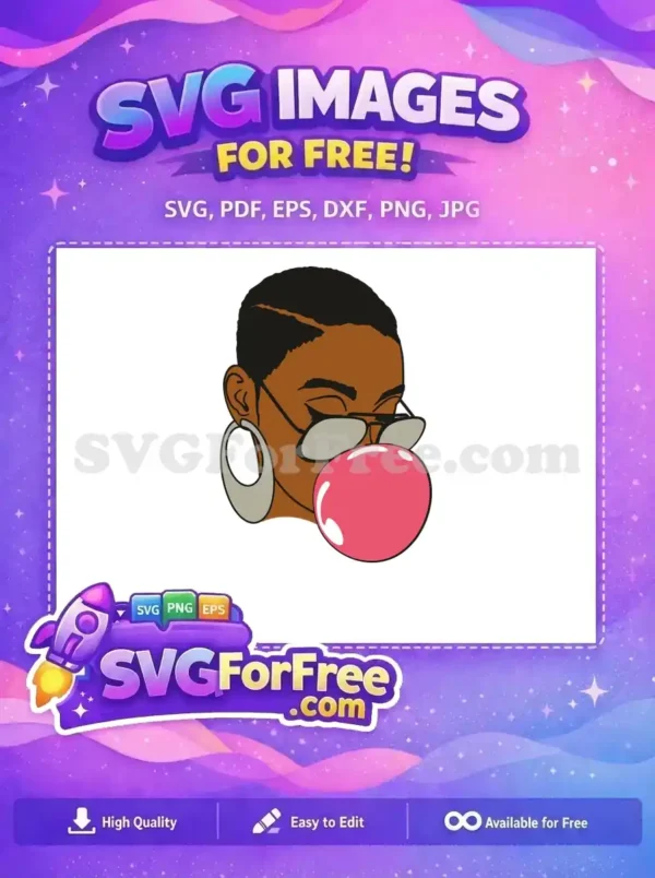 Free Afro Girl Glasses Free Bubblegum Natural Hair Free SVG Free Afro Girl Glasses Free Bubblegum Natural Hair Free SVG