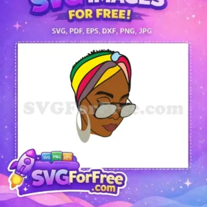 Free Afro Woman Sunglasses Free Headwrap Natural Hair Free SVG