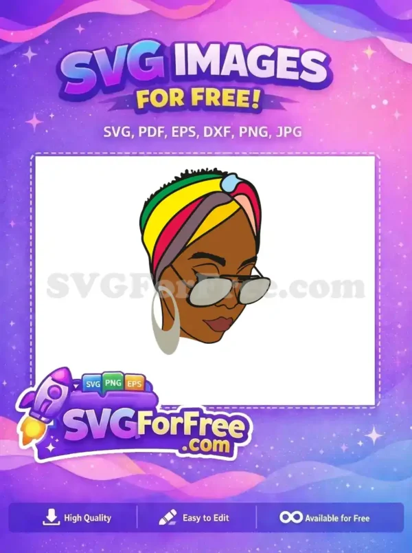 Free Afro Woman Sunglasses Free Headwrap Natural Hair Free SVG Free Afro Woman Sunglasses Free Headwrap Natural Hair Free SVG