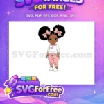 Free Pink Bows Afro Girl Natural Hair Free Cute Free SVG - Instant Download