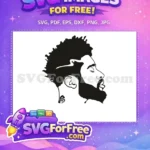 Free Afro Man Silhouette Free Beard Natural Hair Free SVG - Instant Download