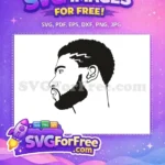 Free Afro Man Side Free Beard Silhouette Portrait Free SVG - Instant Download