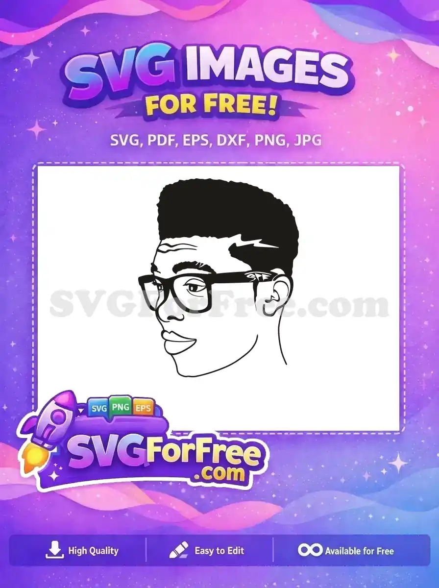 Free Afro Hairstyle Free Black Glasses Character Free SVG