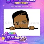 Free Peeking Young Brown Boy Free Natural Hair Afro Design Free SVG - Instant Download
