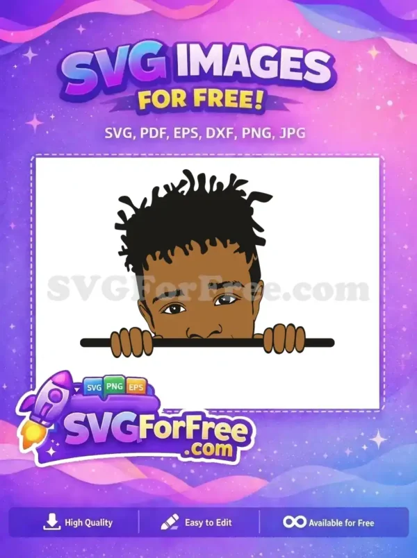 Free Curious Eyes Natural Hair Free Afro Boy Peek Free SVG