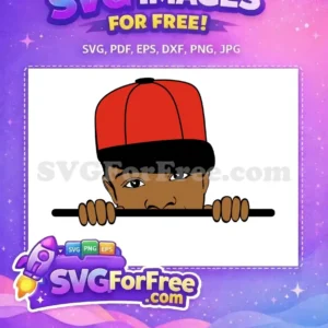 Free Boy Red Cap Free Afro Natural Hair Peek Free SVG