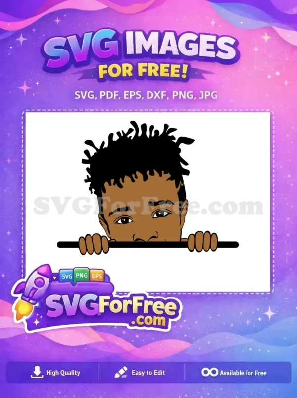 Free Boy Peek Free Natural Hair Afro Character Free SVG