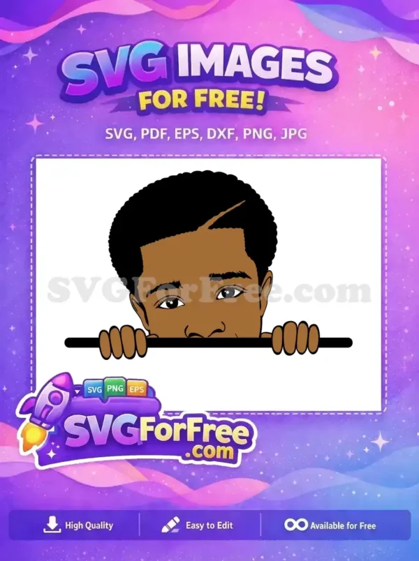 Free Curious Boy Peek Free Natural Hair Afro Category 1 Free SVG