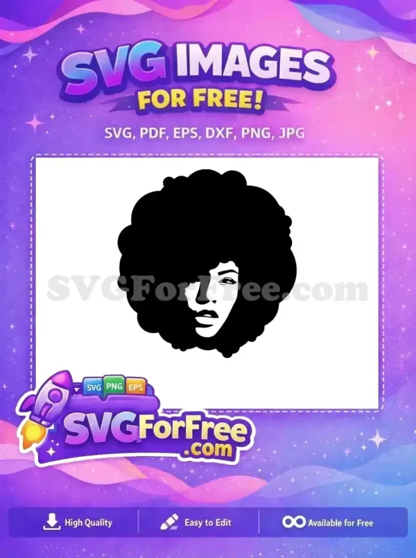 Free Black Woman Natural Hair Free Afro Silhouette Diva Free SVG