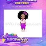 Free Cute Afro Girl Big Bow Free Natural Hair Style Free SVG - Instant Download