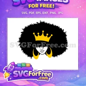 Free Black Natural Hair Free Gold Crown Queen Free SVG