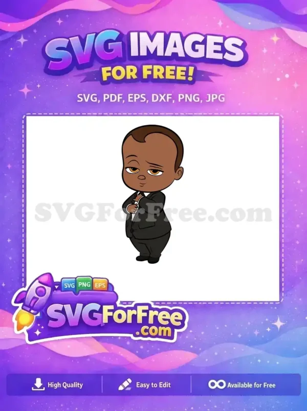 Free Smug Brown Eyes Free Black Suit Natural Hair Boss Baby Free SVG
