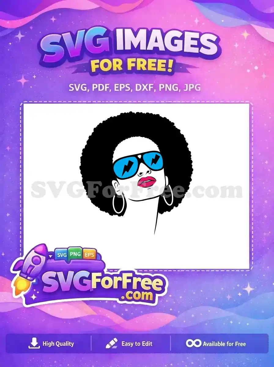 Free Afro Hairstyle Free Lightning Glasses Confident Woman Free SVG