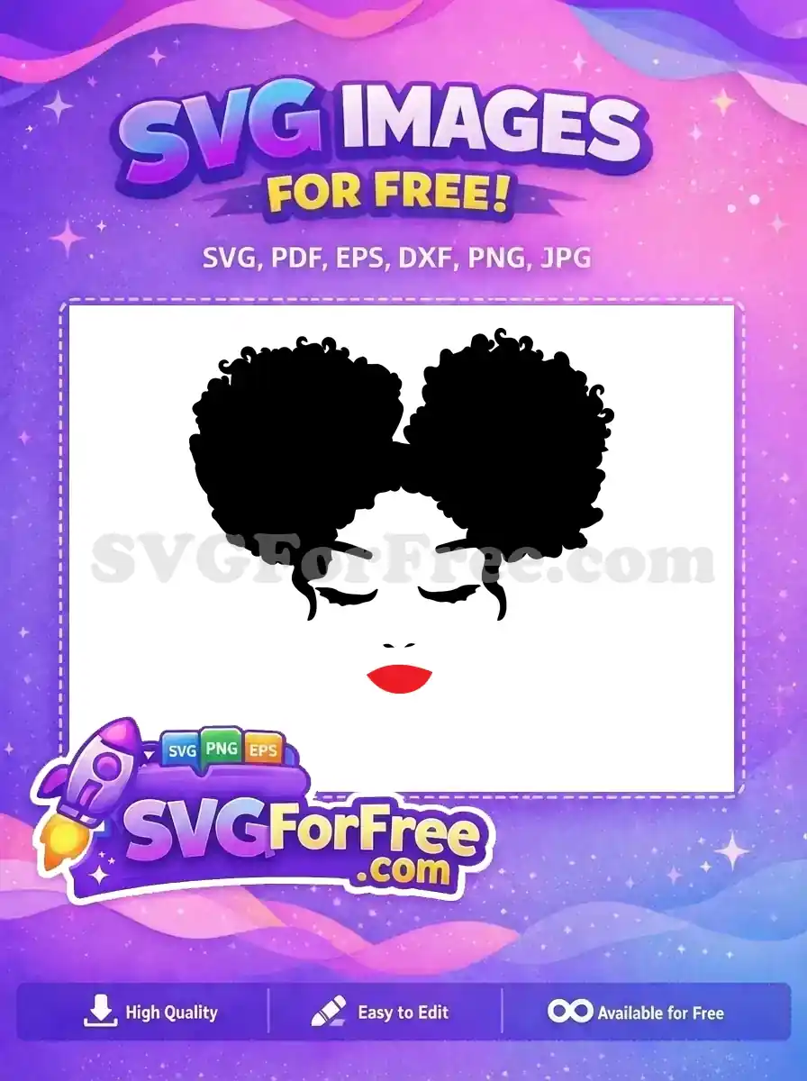 Free Afro Puff Hairstyle Free Red Lips Natural Free SVG