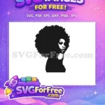 Free Silhouette Portrait Free Afro Natural Hair Woman Free SVG - Instant Download