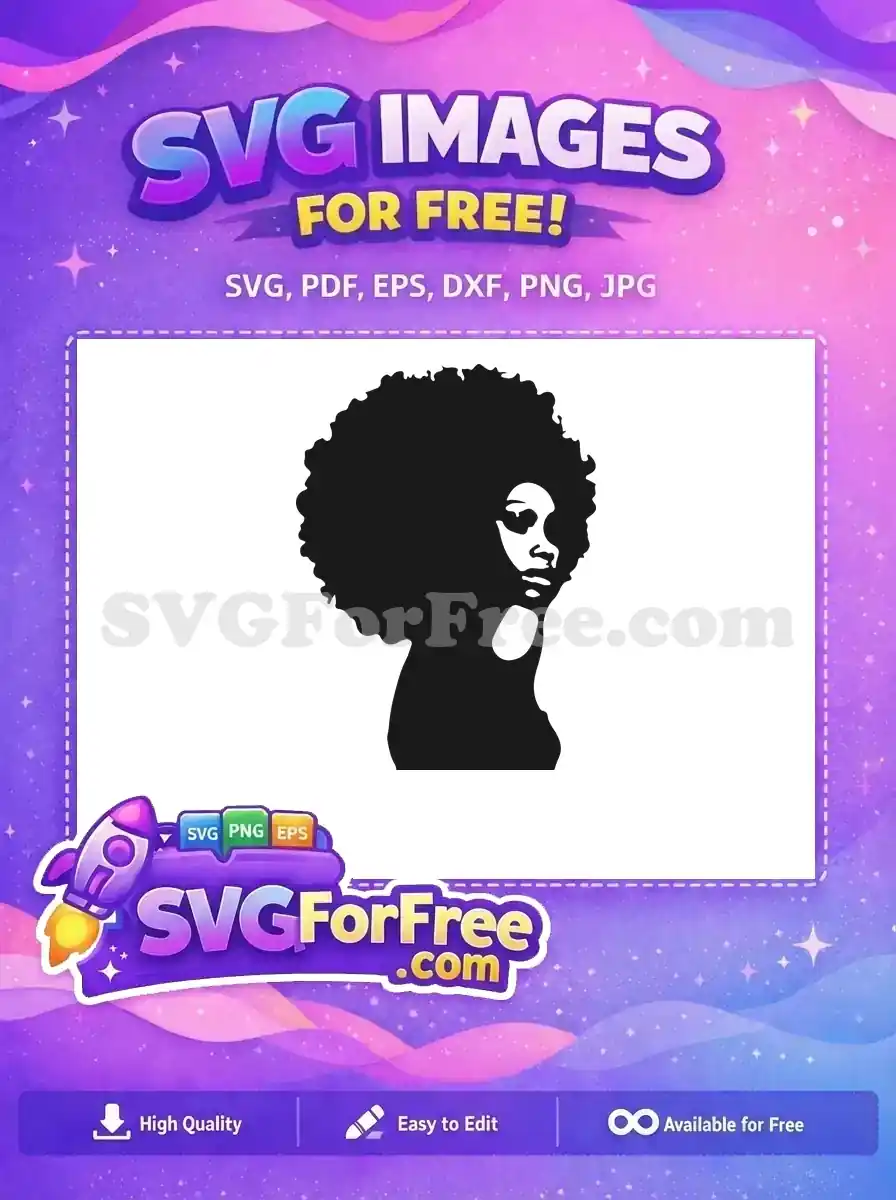 Free Silhouette Portrait Free Afro Natural Hair Woman Free SVG